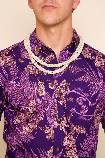 Hāpuʻu 'Ilima Mauka to Makai Violet Tailored Aloha Shirt