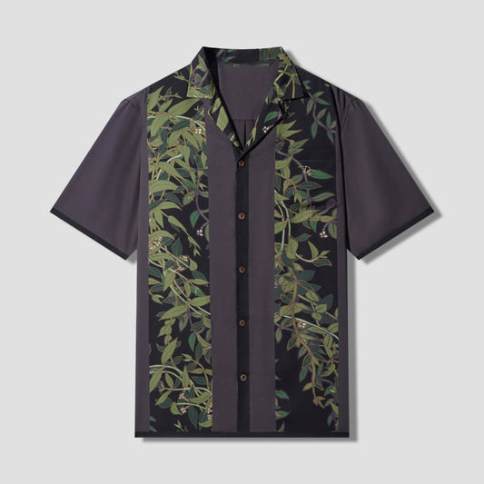 Maile Black Vintage Cut Aloha Shirt (Iron Free)