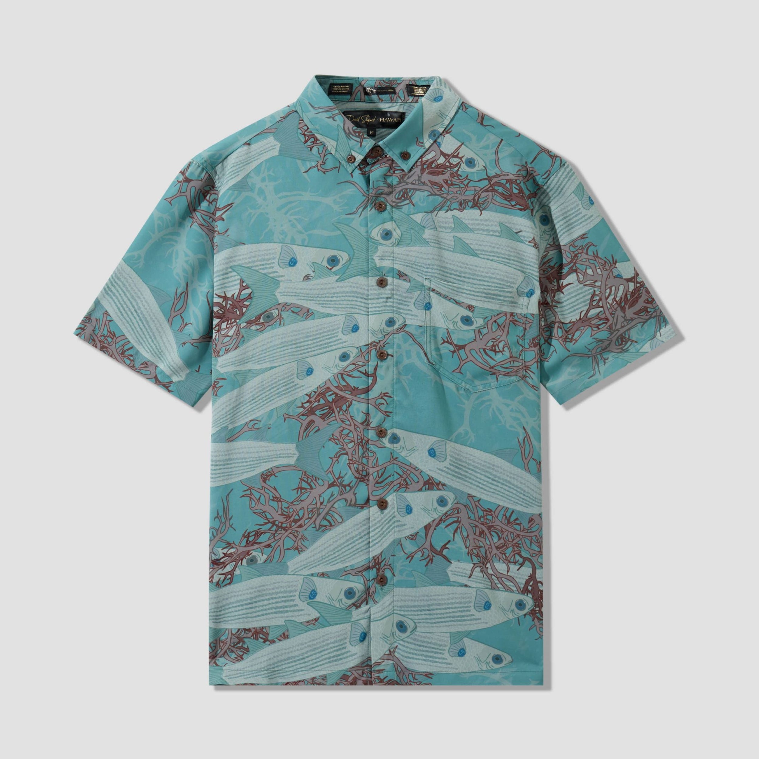 Mens Iron Free Aloha Shirt - Limu Manauea & 'Ama'ama — David