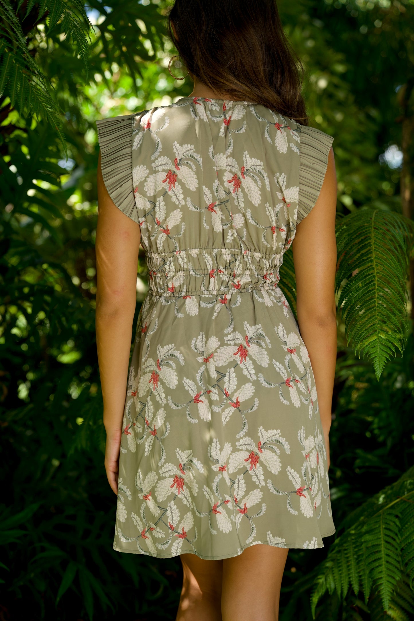 ʻOhai Green Ruffle-Sleeve Dress
