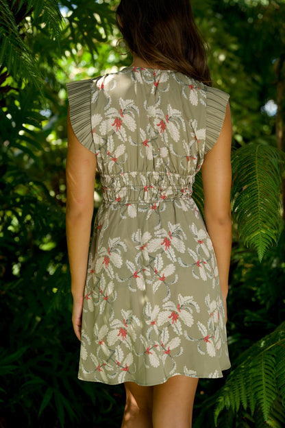 ʻOhai Green Ruffle-Sleeve Dress