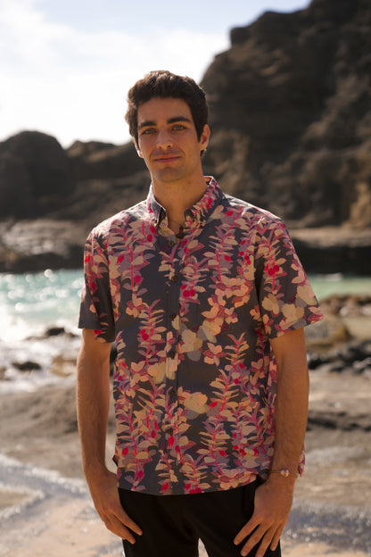 ‘Ōhelo & ʻŌmaʻo Ash Aloha Shirt