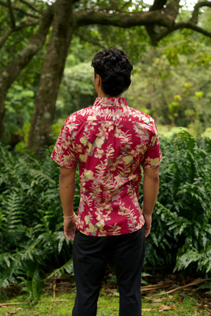 ‘Ōhelo & ʻŌmaʻo Maroon Aloha Shirt