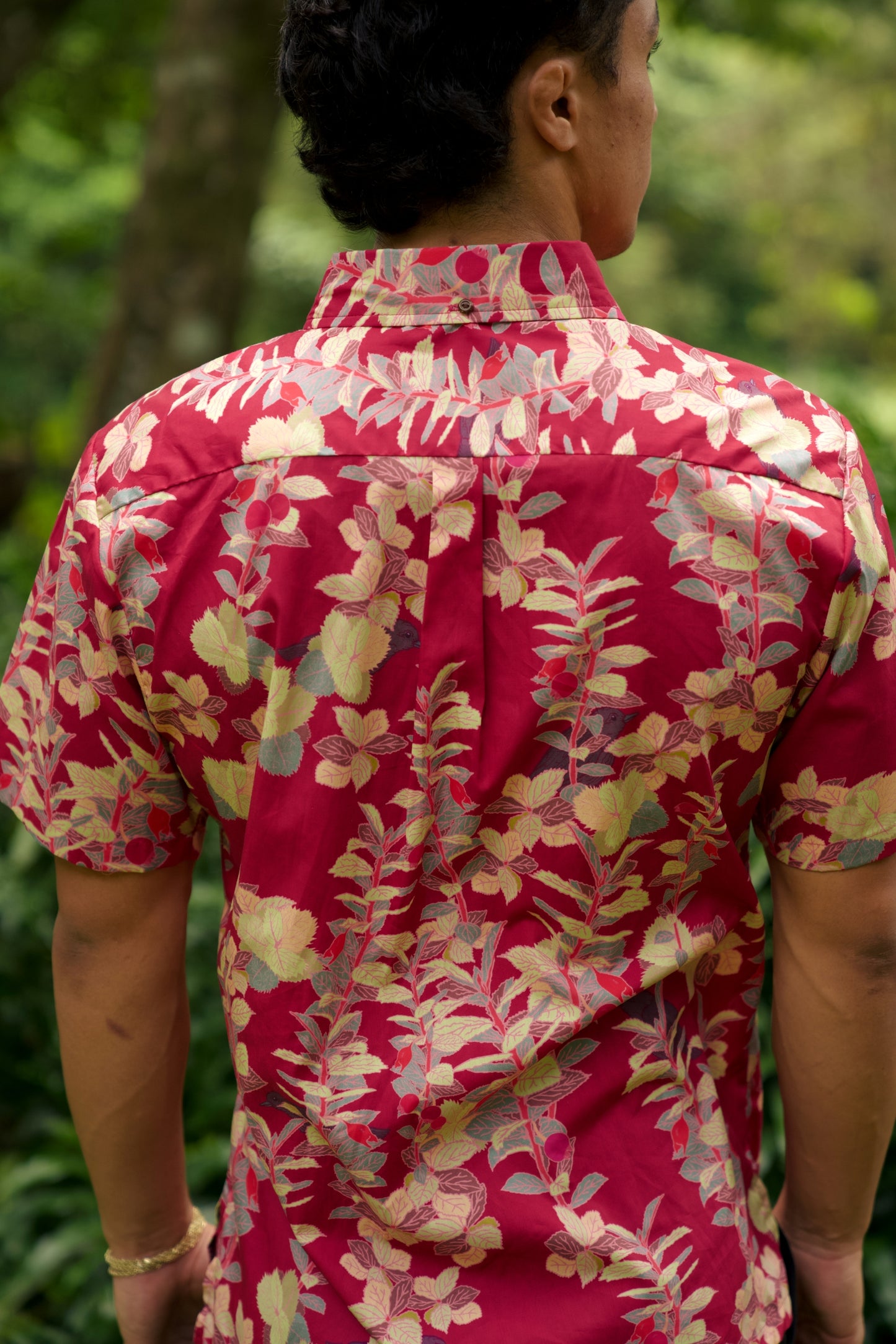 ‘Ōhelo & ʻŌmaʻo Maroon Aloha Shirt