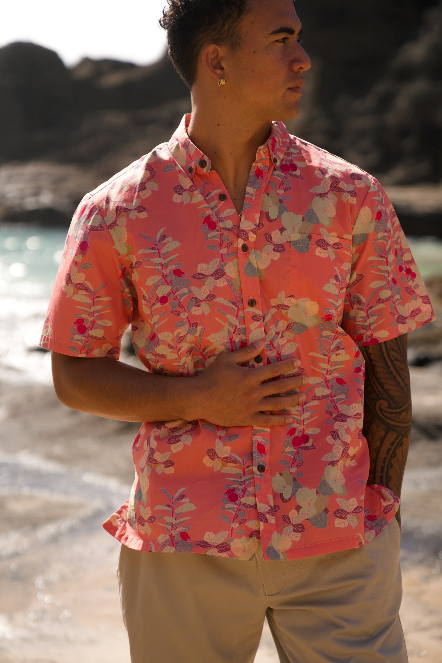 ‘Ōhelo Berry Pink Aloha Shirt