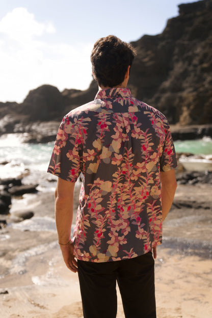 ‘Ōhelo & ʻŌmaʻo Ash Aloha Shirt
