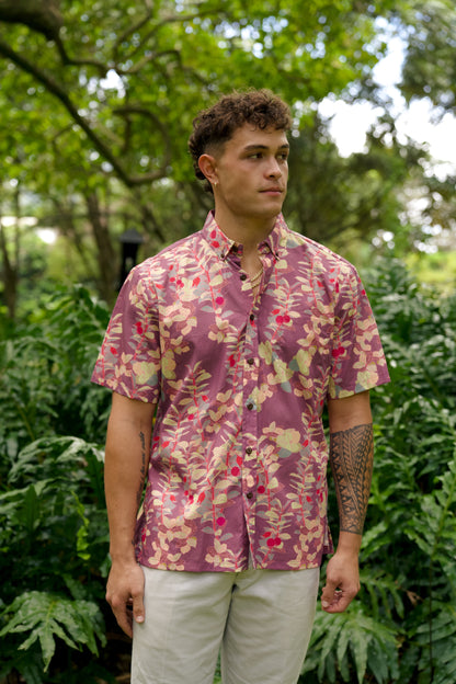 ‘Ōhelo Berry Purple Aloha Shirt