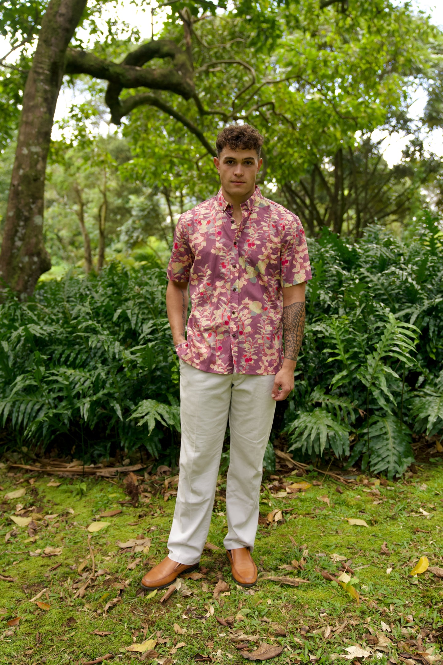 ‘Ōhelo Berry Purple Aloha Shirt