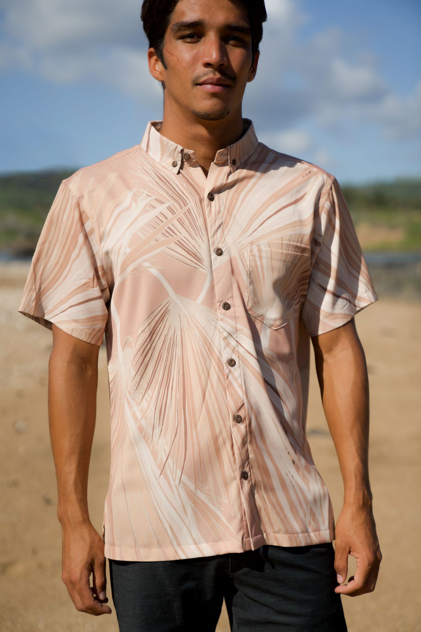 Loulu Beige Iron Free Aloha Shirt