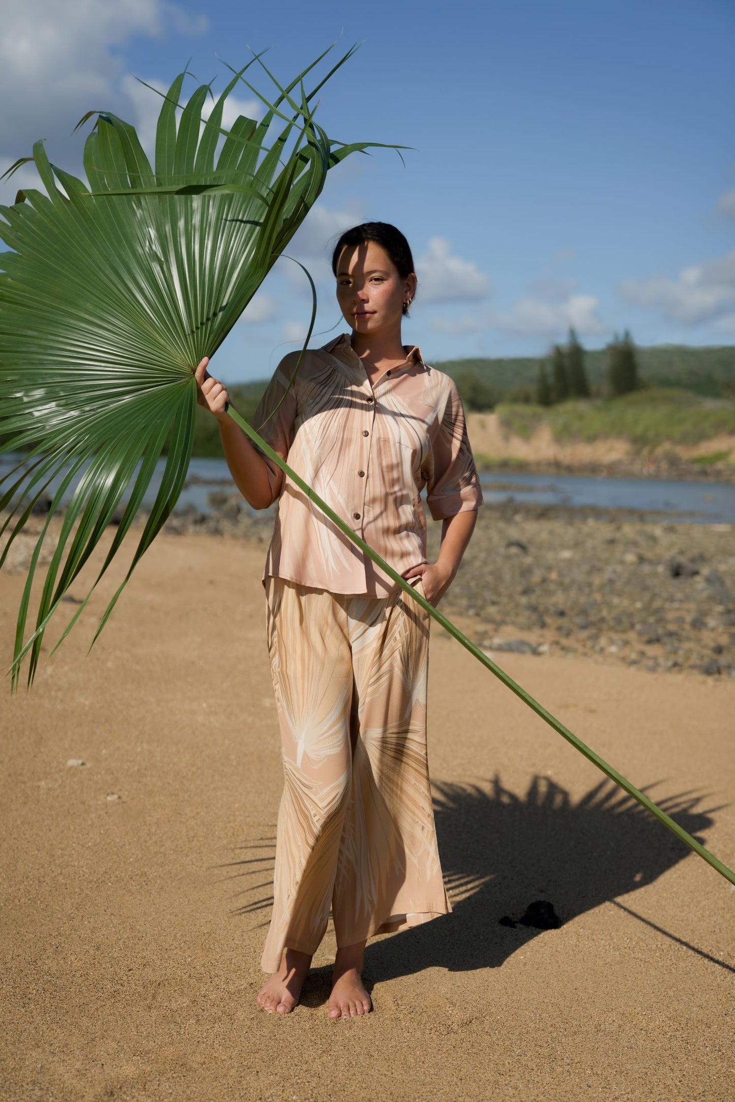 Loulu Beige Palazzo Pants