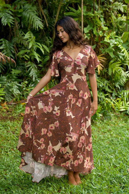 Flowering Hau Sunset Hourglass Dress