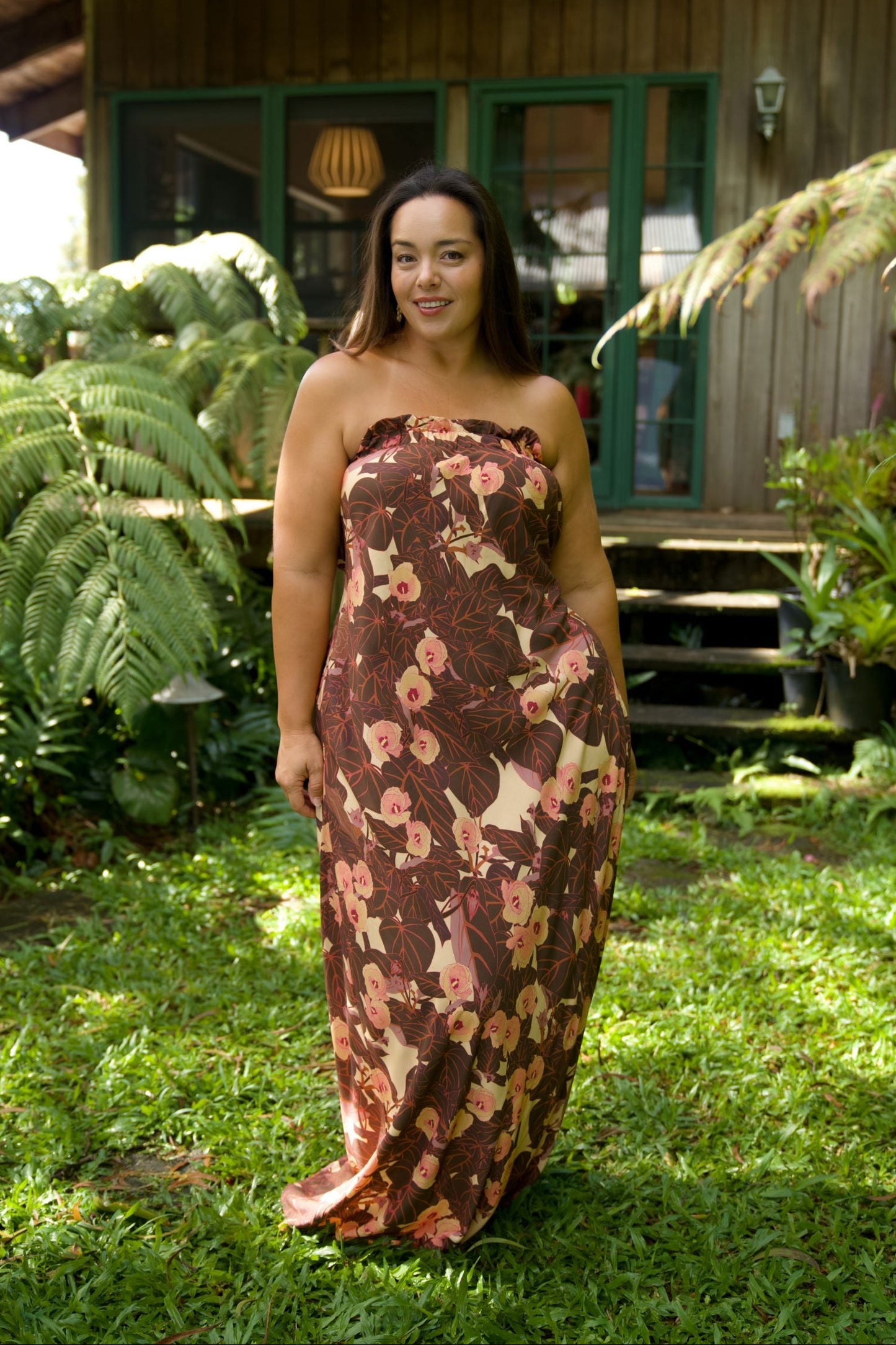 Flowering Hau Sunset Strapless Dress