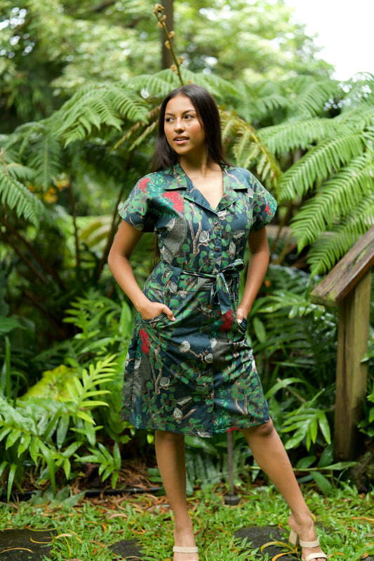 Vanishing ʻAkikiki Aloha Shirt Dress