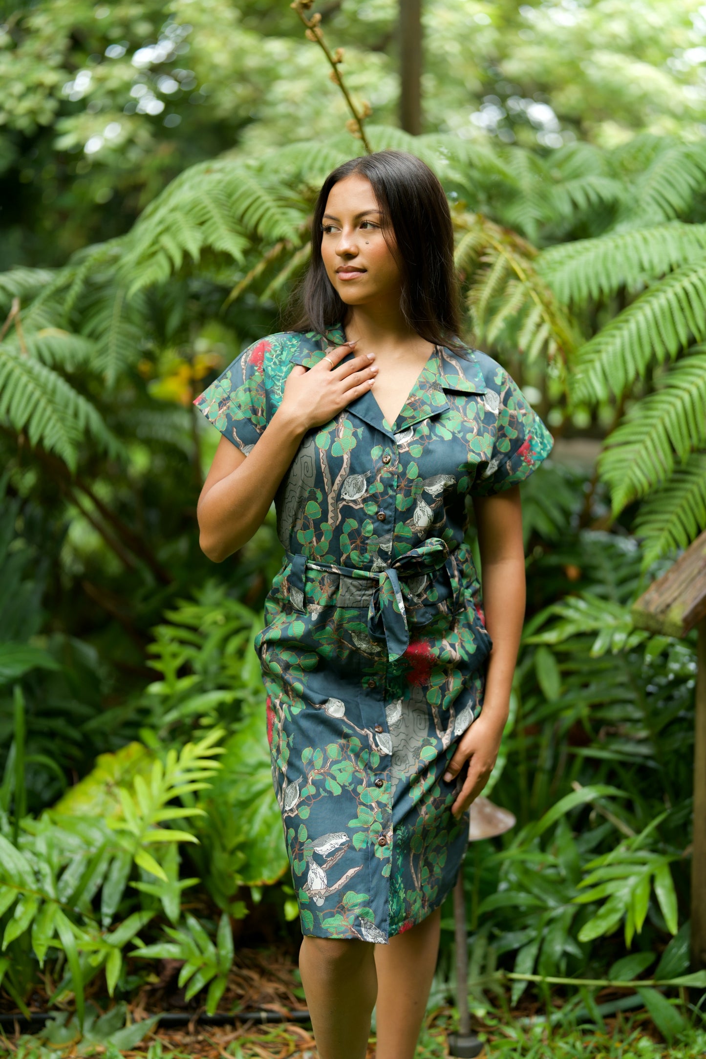 Vanishing ʻAkikiki Aloha Shirt Dress