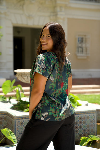 Vanishing ʻAkikiki V-Neck Blouse