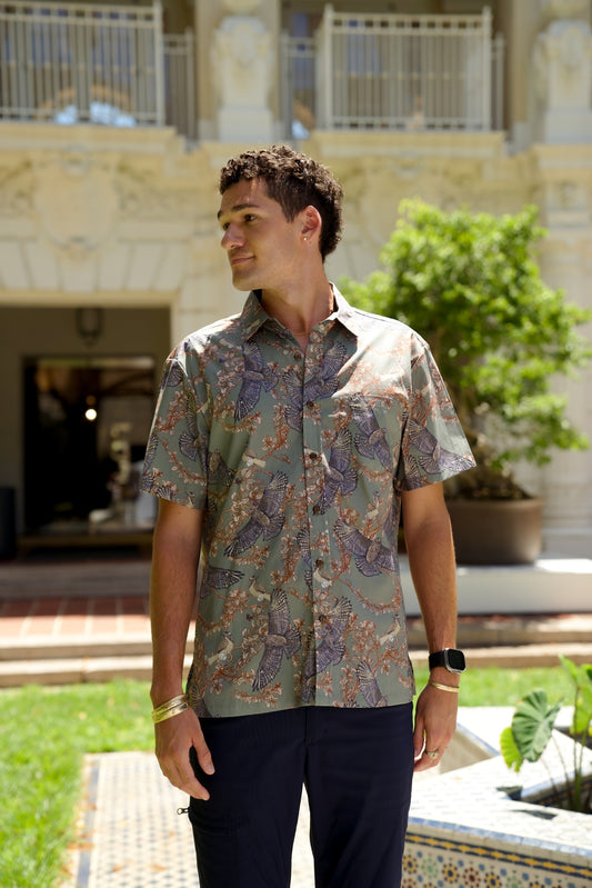 Io & 'Iliahi Sage Aloha Shirt