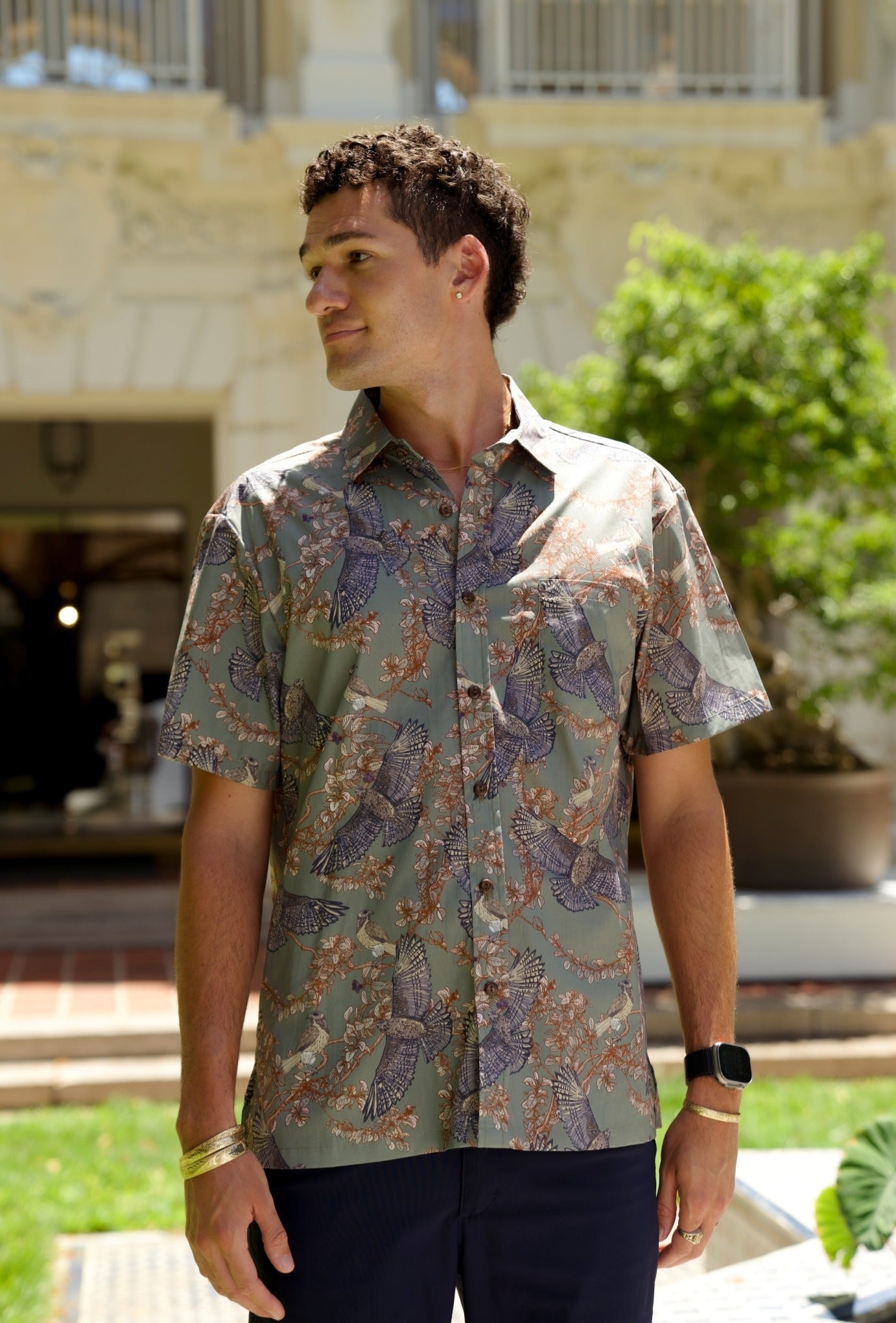 Io & 'Iliahi Sage Aloha Shirt