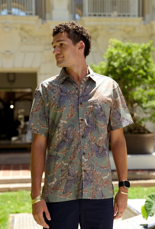 Io & 'Iliahi Sage Aloha Shirt