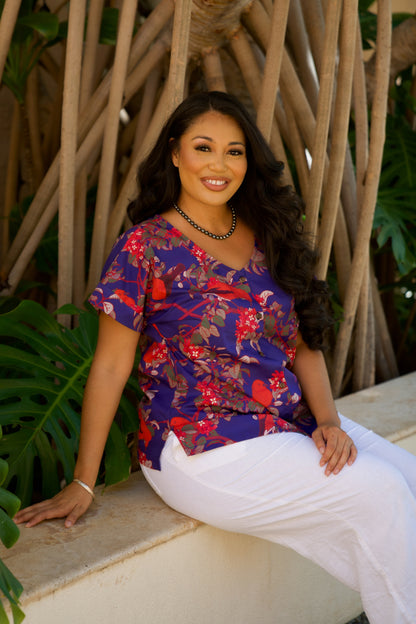 ‘Apapane & ‘Iliahi V-Neck Blouse