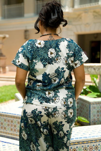 Puakala Blue V-Neck Blouse