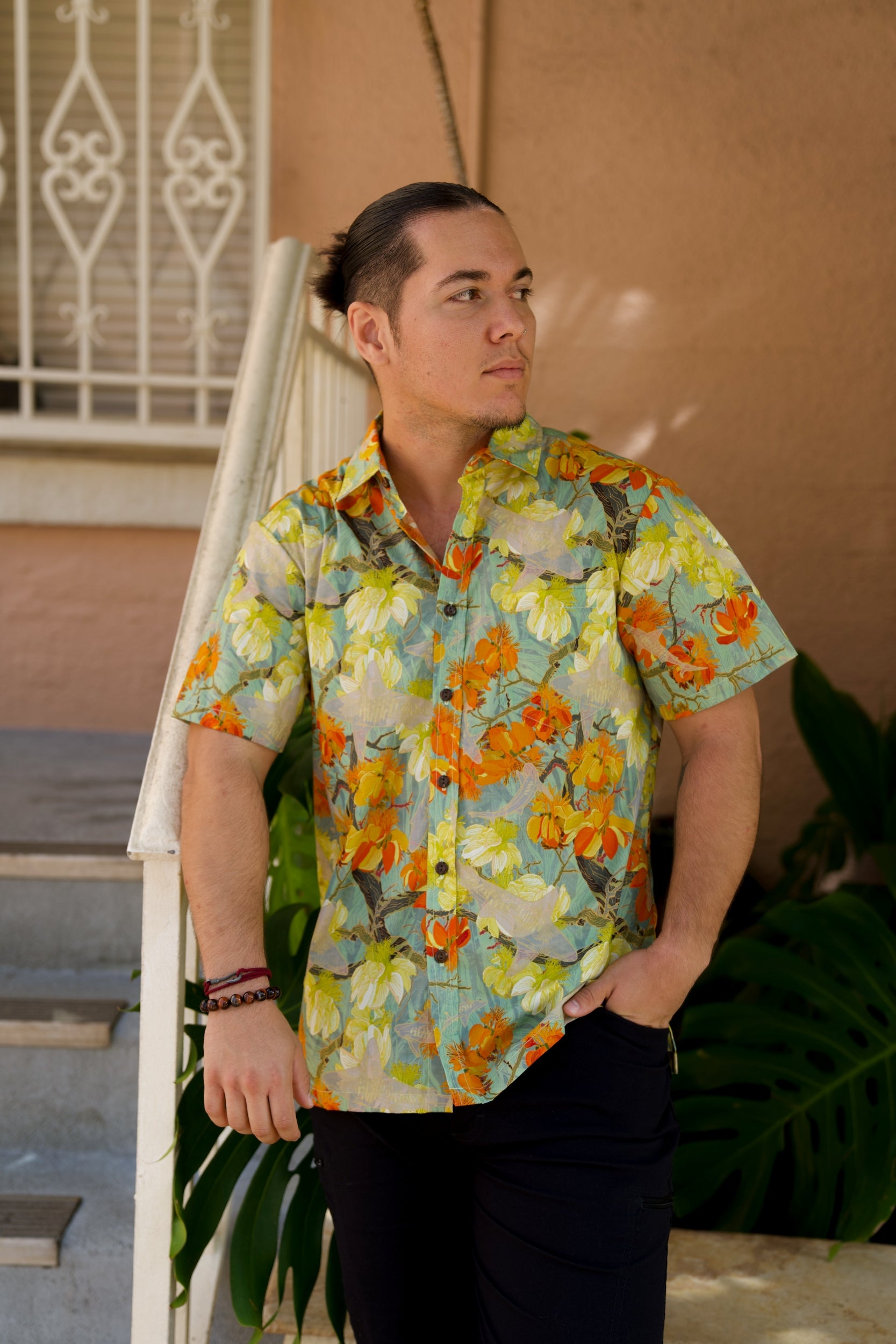 Watch for Sharks Aqua Aloha Shirt – David Shepard Hawaiʻi