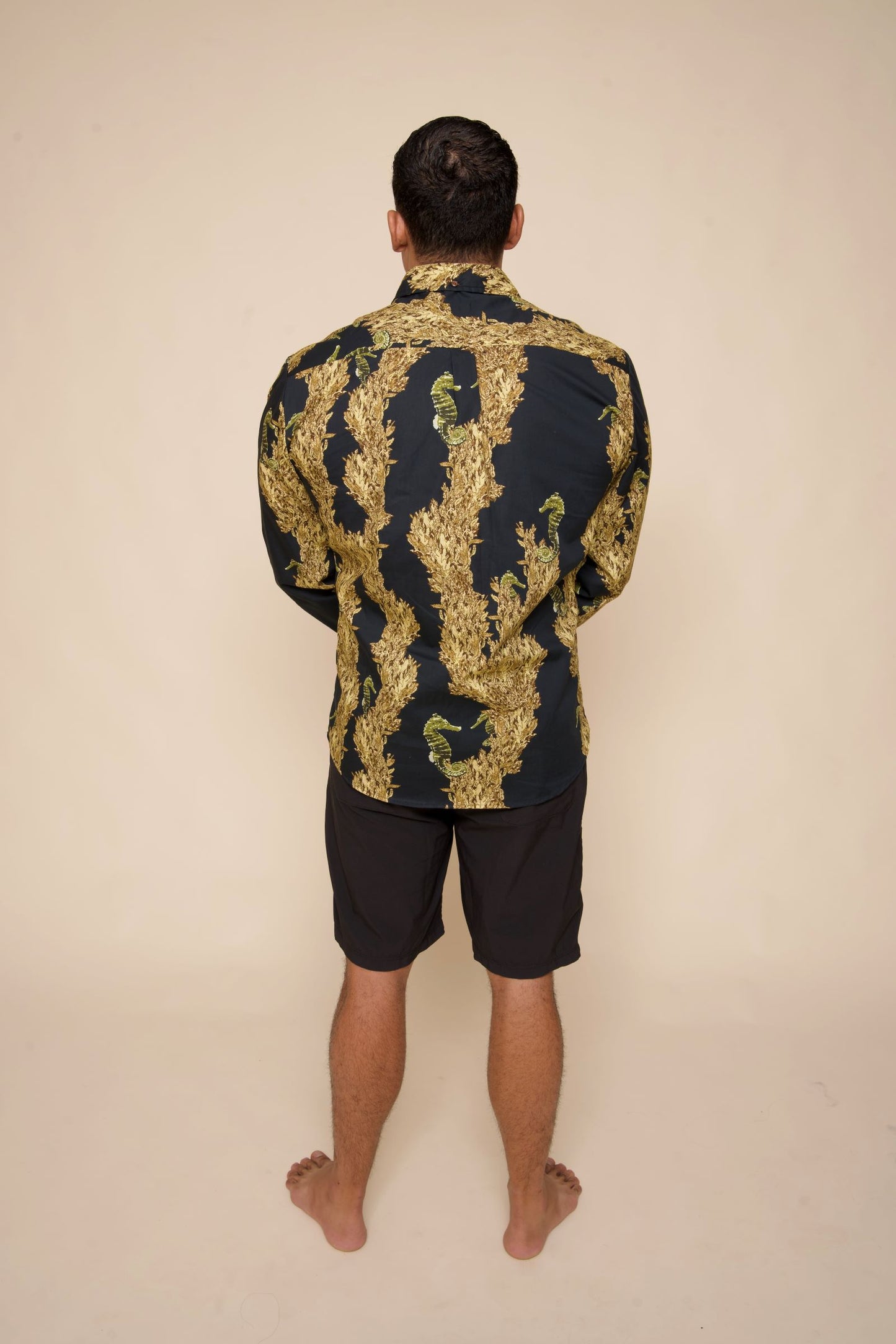 Limu Kala Gold Long Sleeve Aloha Shirt