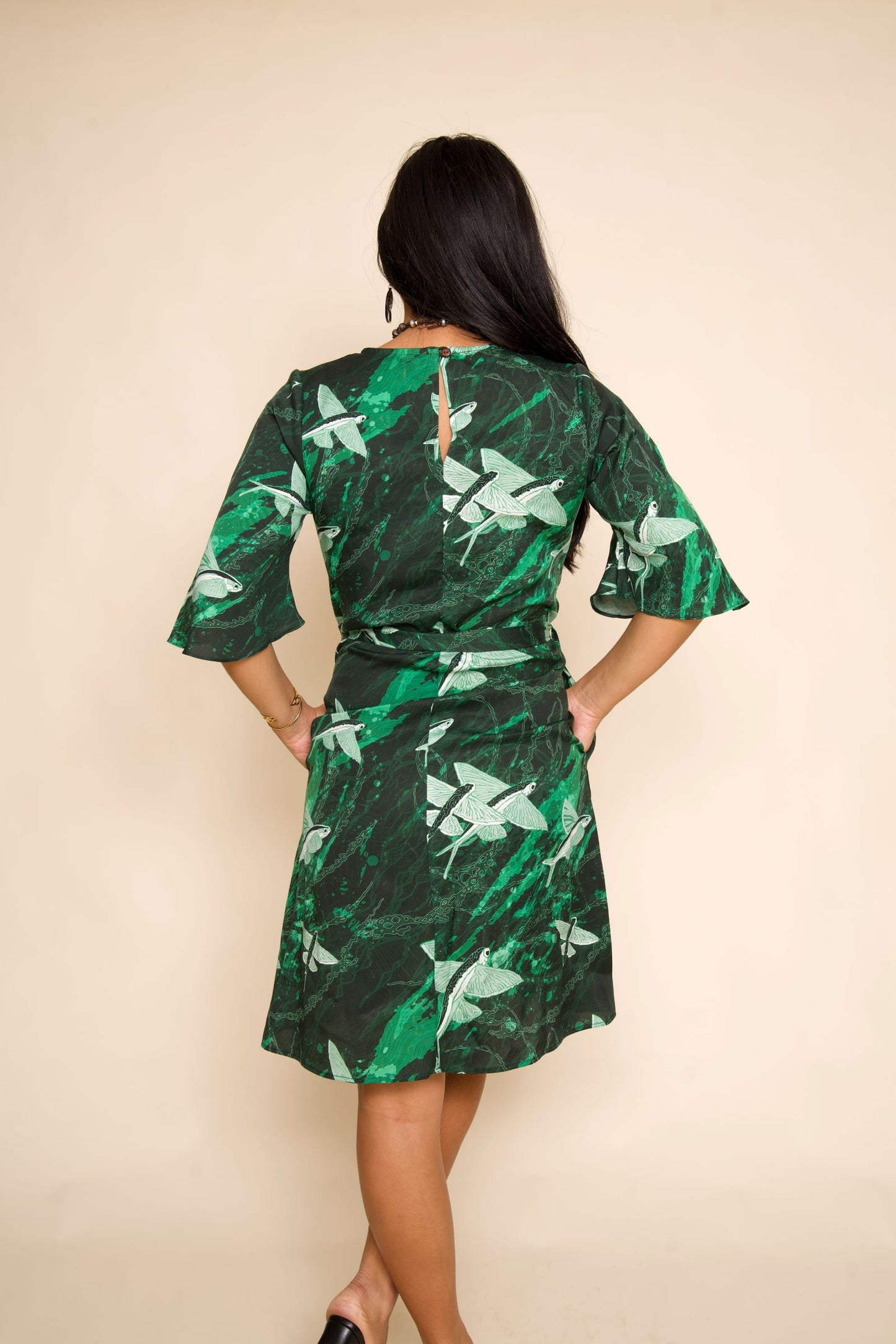 Green Malolo Bell Sleeve Dress