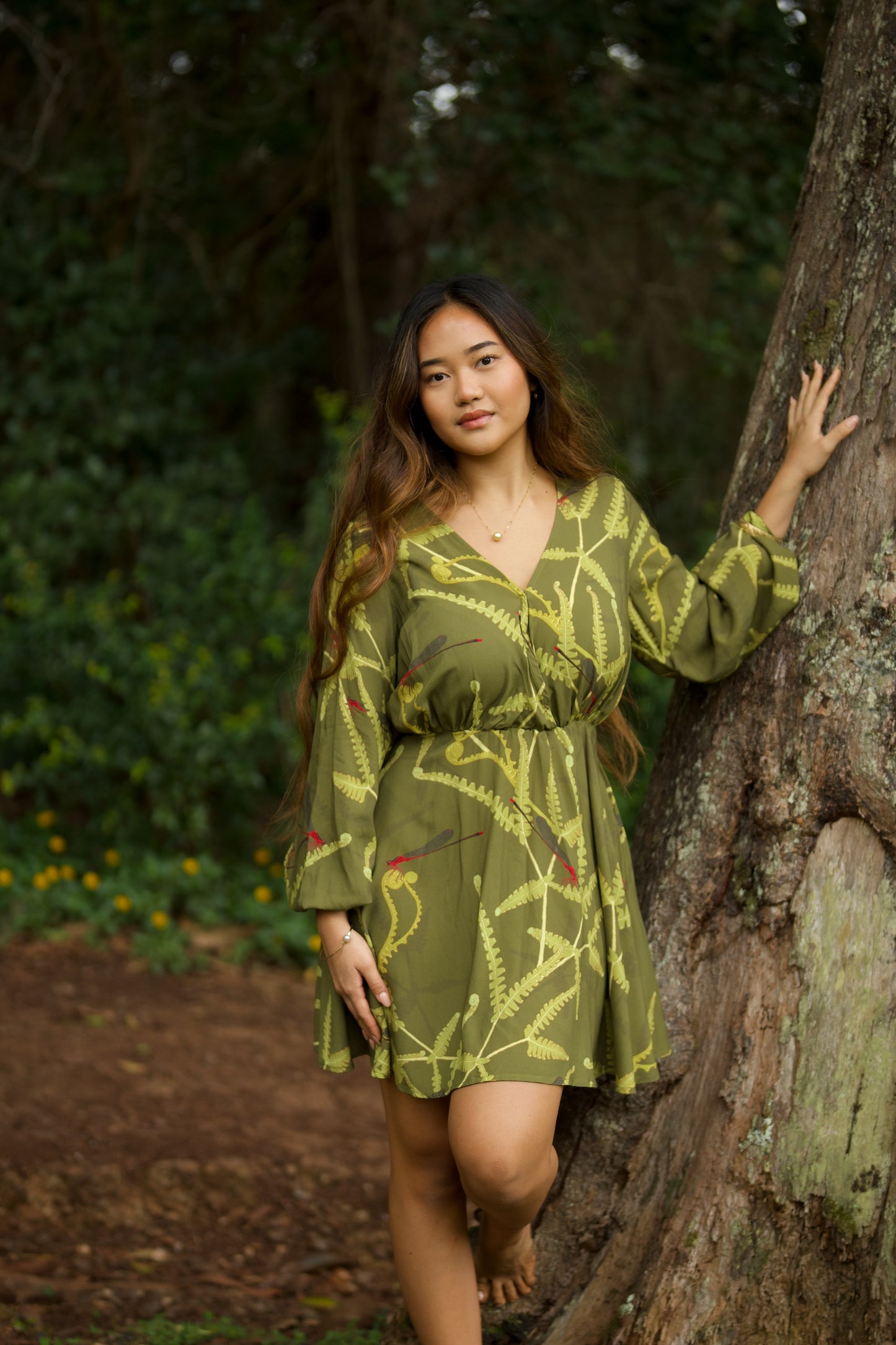 Pinapinao & Uluhe Long Sleeve Mini Dress