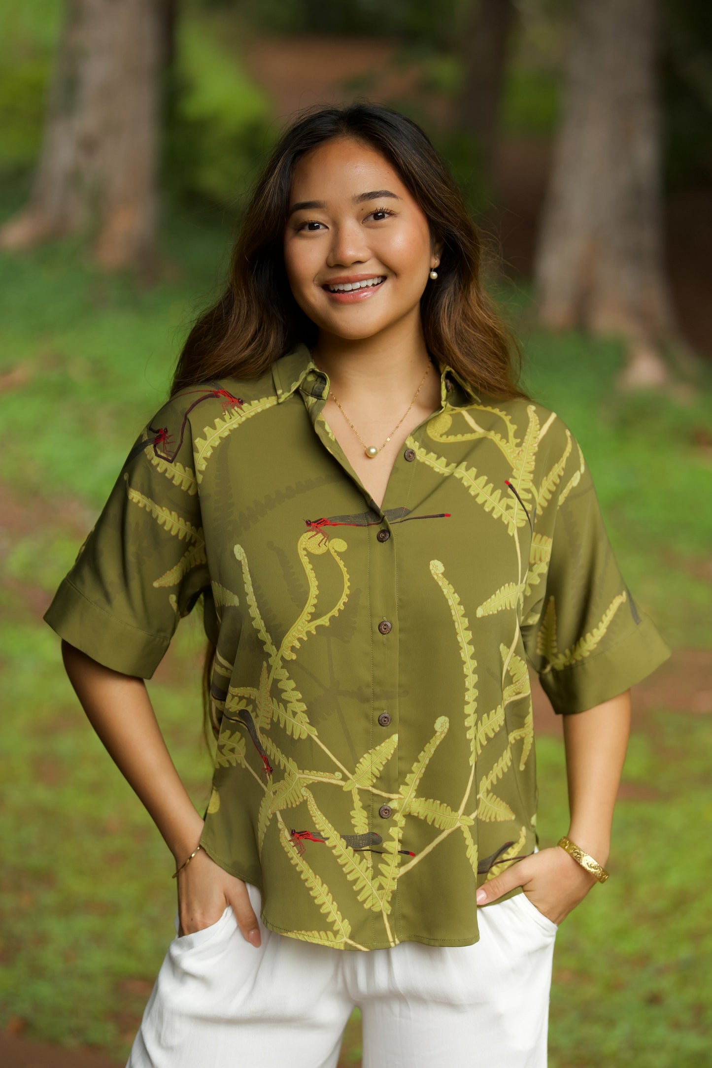 Pinapinao & Uluhe Women's Kimono Sleeve Aloha Shirt