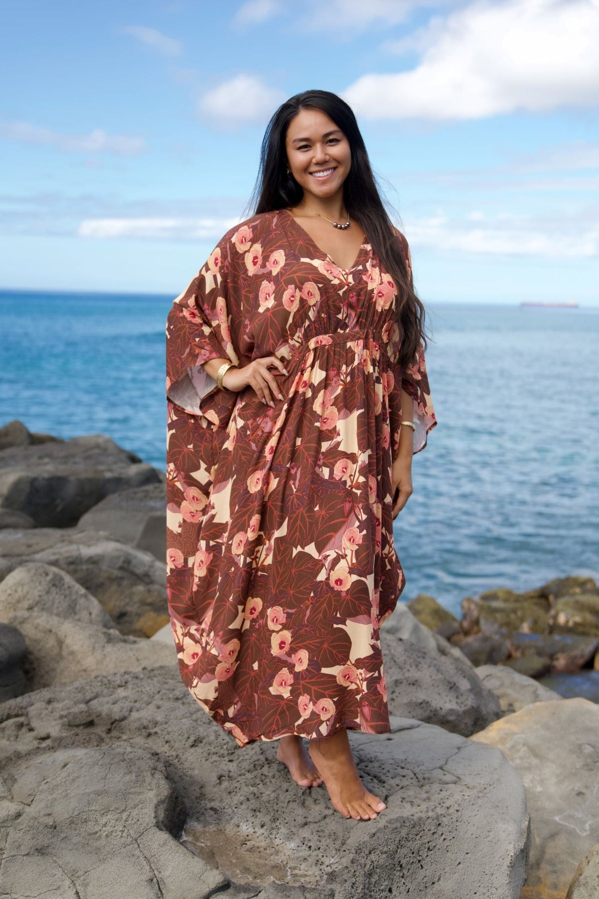 Flowering Hau Sunset Kaftan Dress