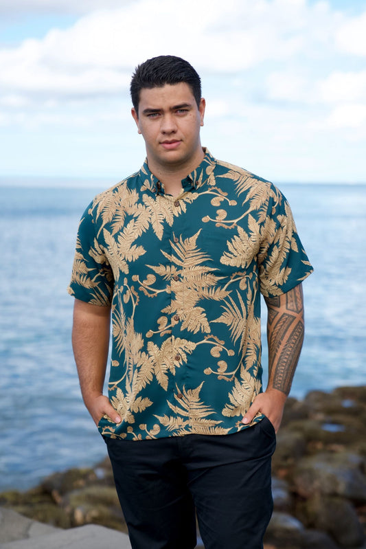 Hāpu‘u Golden Hour Aloha Shirt (Iron Free)