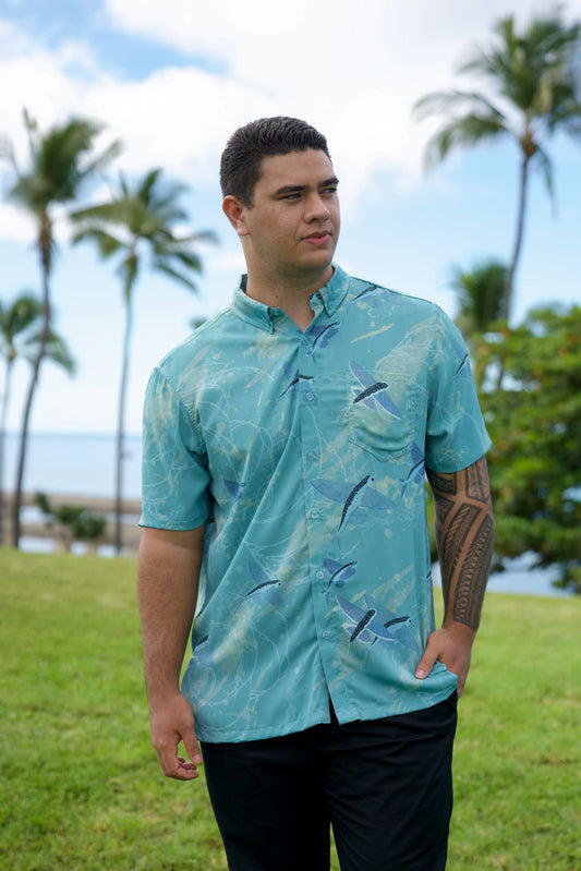 Malolo Sky Blue Aloha Shirt (Iron Free)