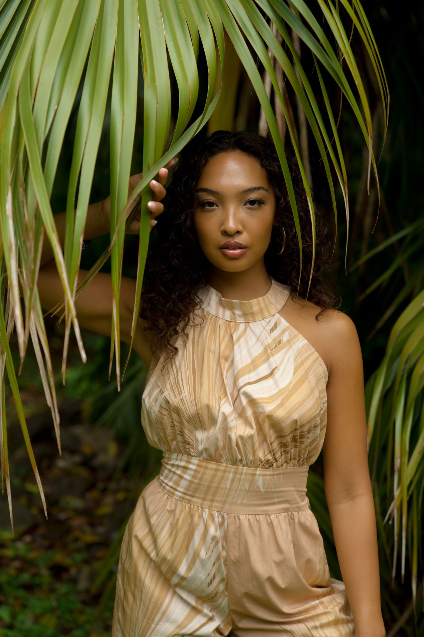 Loulu Beige Halter Jumpsuit
