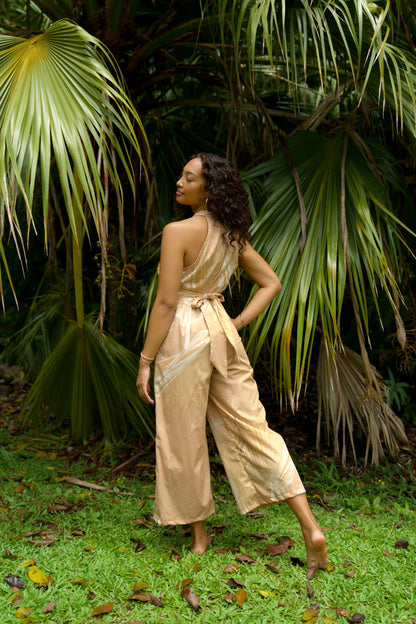 Loulu Beige Halter Jumpsuit