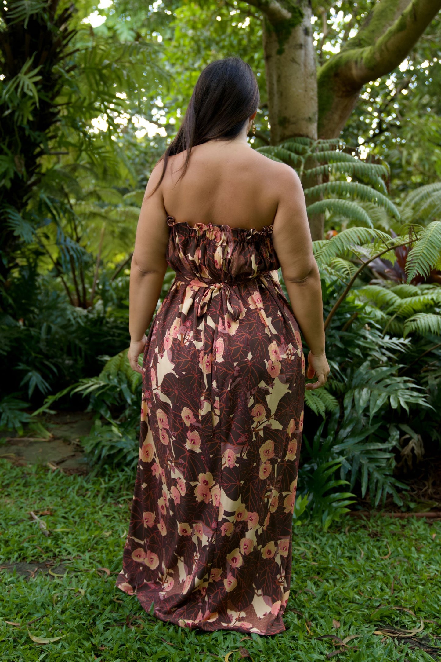 Flowering Hau Sunset Strapless Dress
