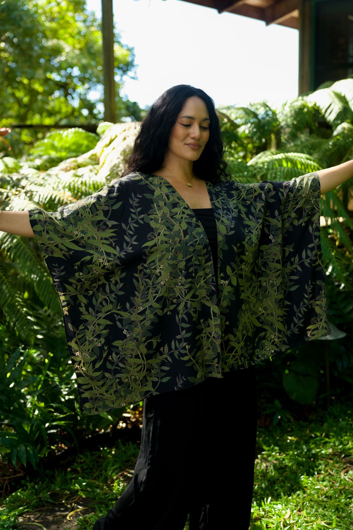 Maile Black Draping Cover-up