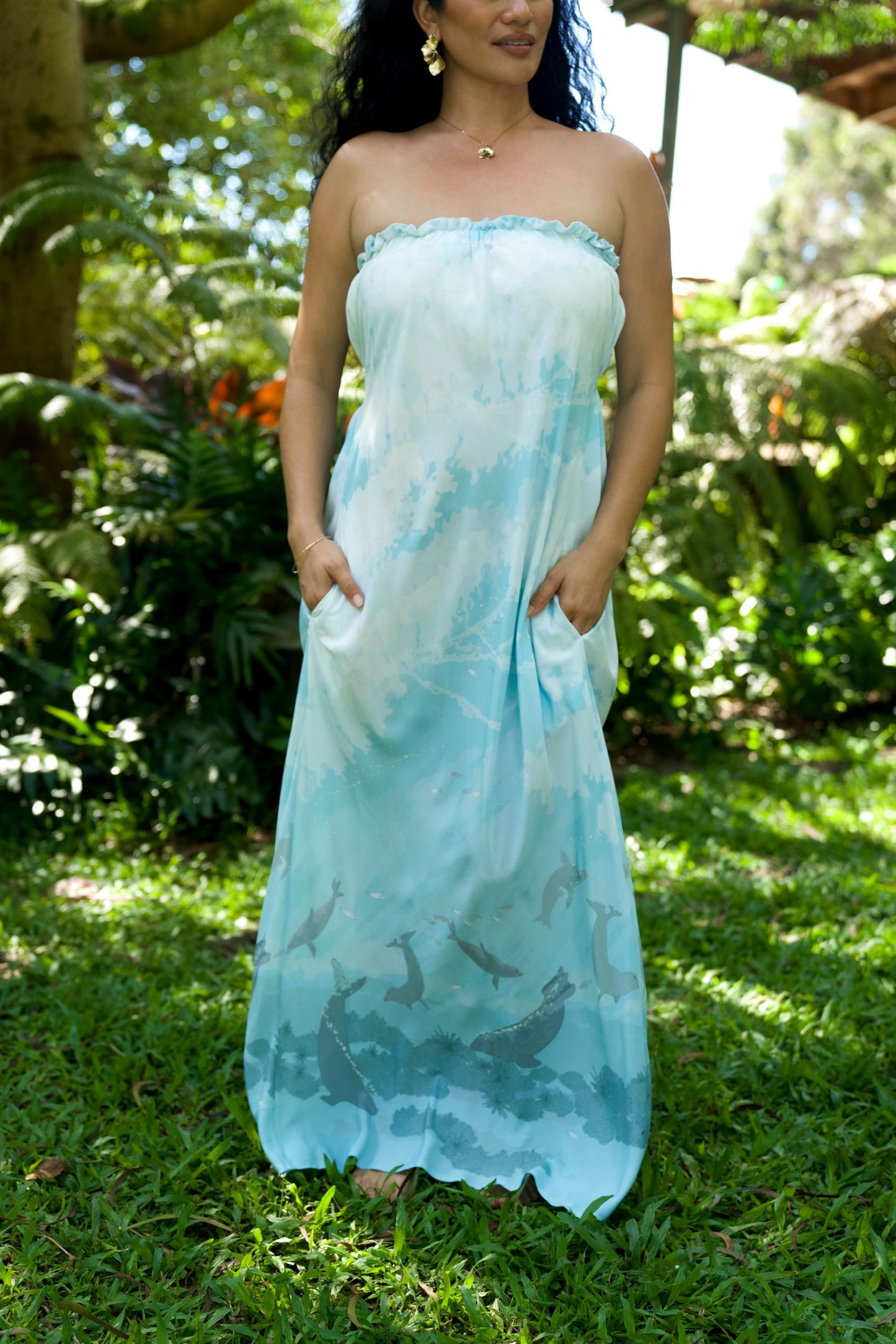 Hawaiian Monk Seal Strapless Dress