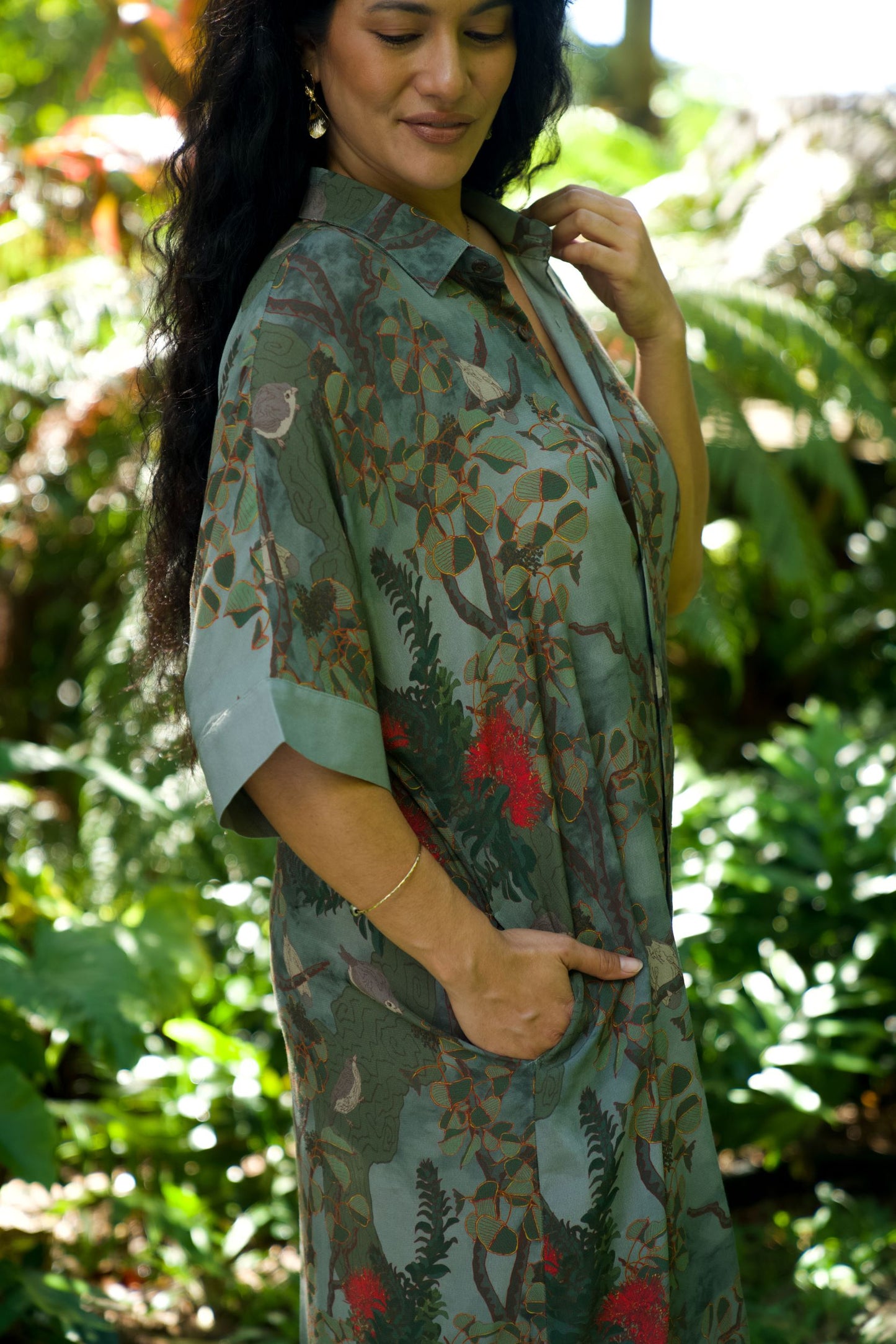 Vanishing ʻAkikiki Rayon Aloha Shirt Dress