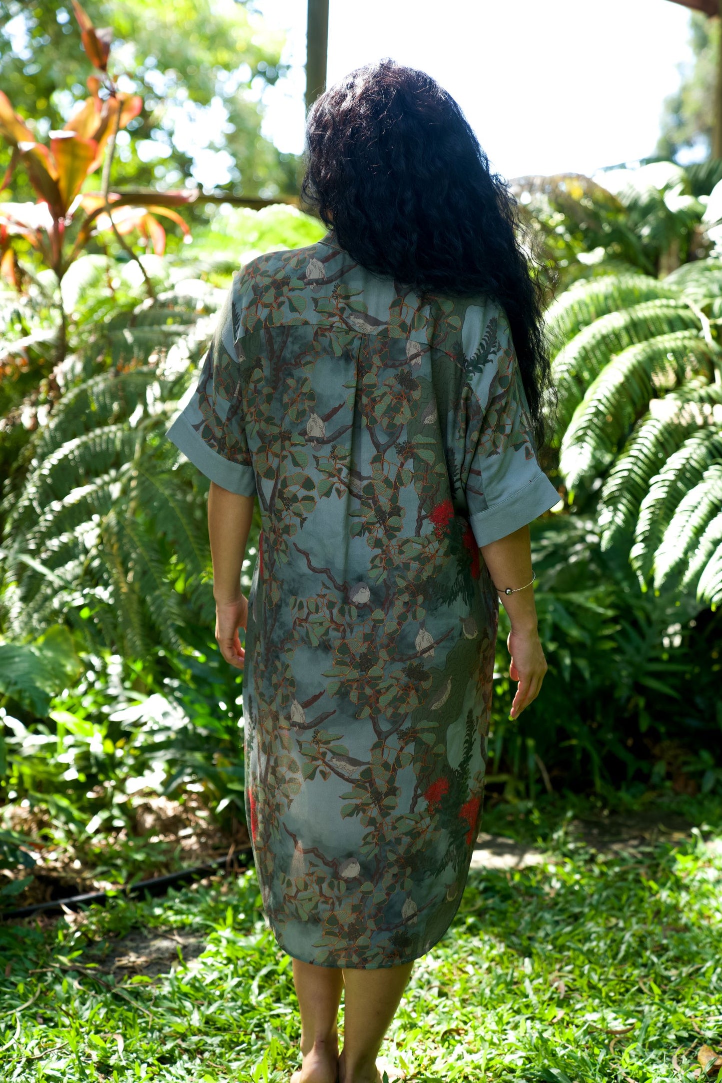Vanishing ʻAkikiki Rayon Aloha Shirt Dress