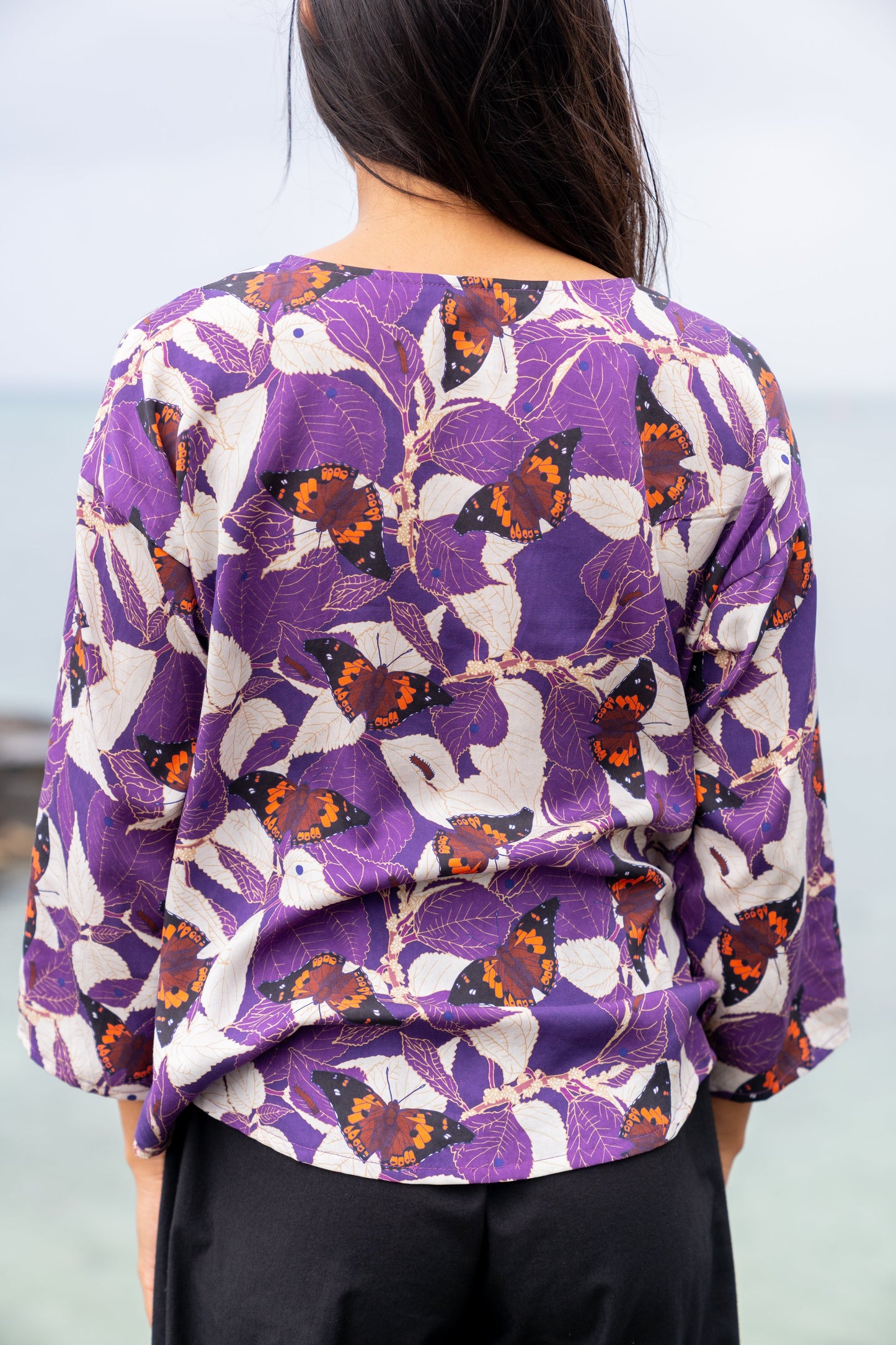 MĀMAKI & BUTTERFLIES V-Neck Blouse