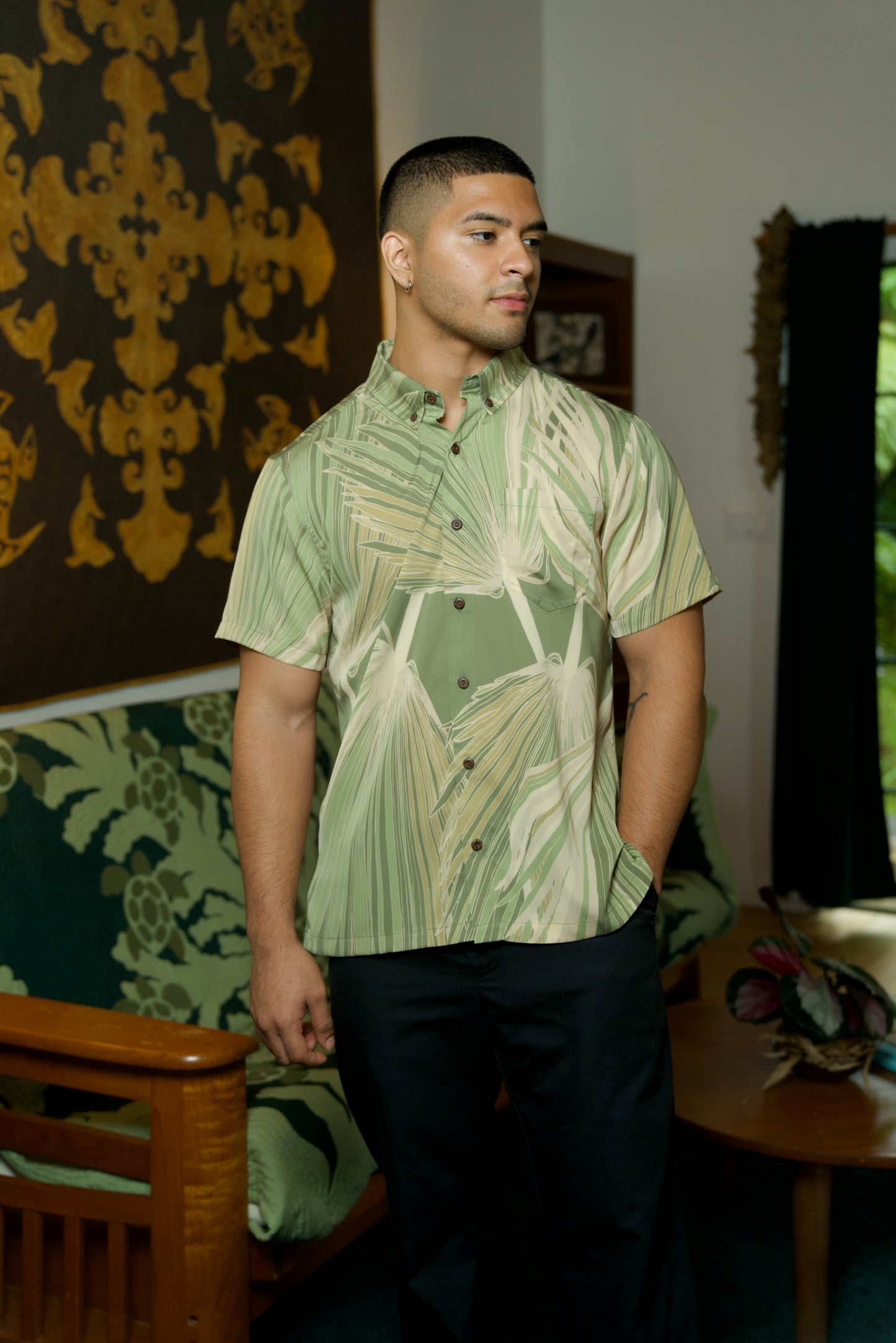 Loulu Green Aloha Shirt (Iron Free)