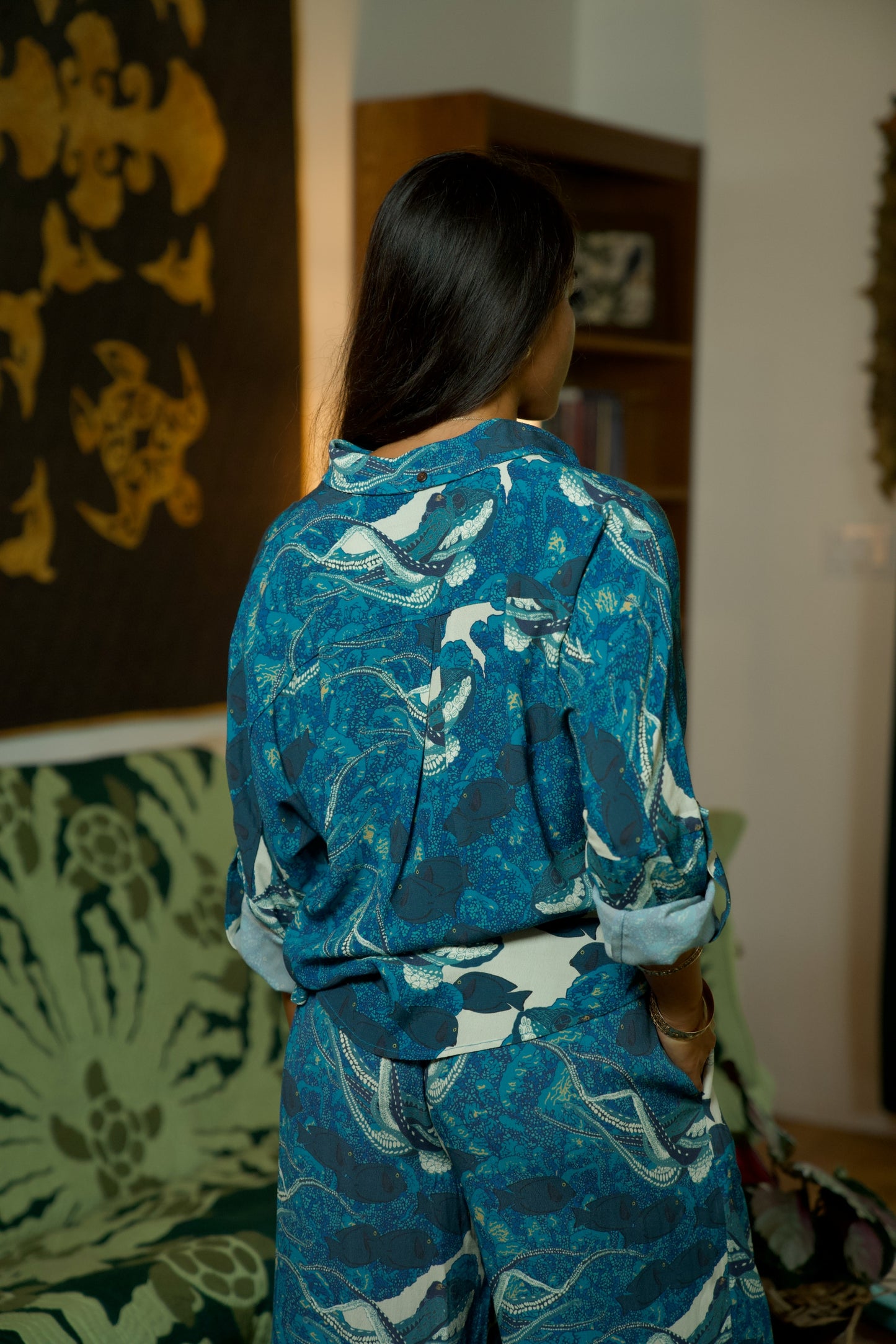 Hidden He‘e Women's Long Sleeve Aloha Shirt