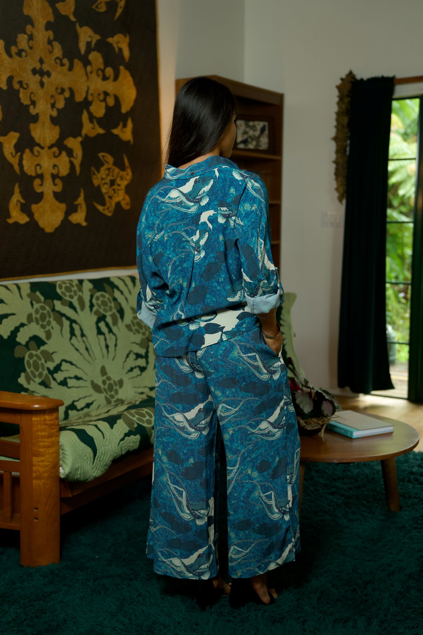 Hidden He‘e Women's Long Sleeve Aloha Shirt