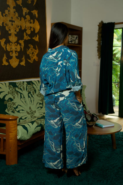 Hidden He‘e Women's Long Sleeve Aloha Shirt