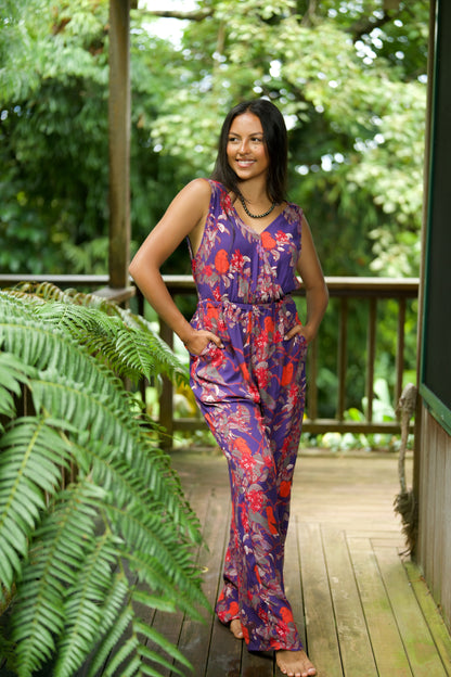 ‘Apapane & ‘ Iliahi Rayon Sleeveless Jumpsuit