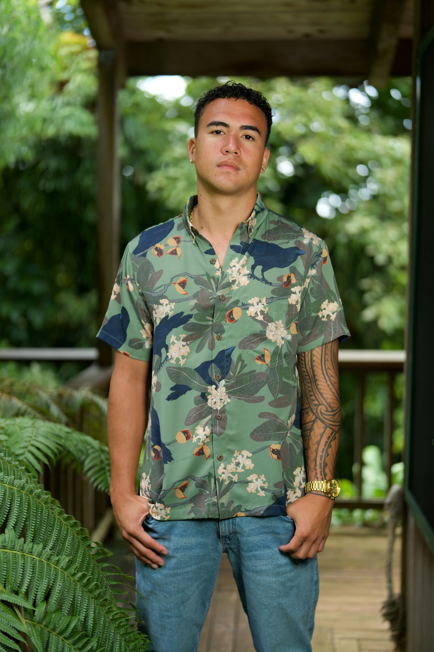 Hō‘awa & The ‘Alalā Sage Aloha Shirt (Iron Free)