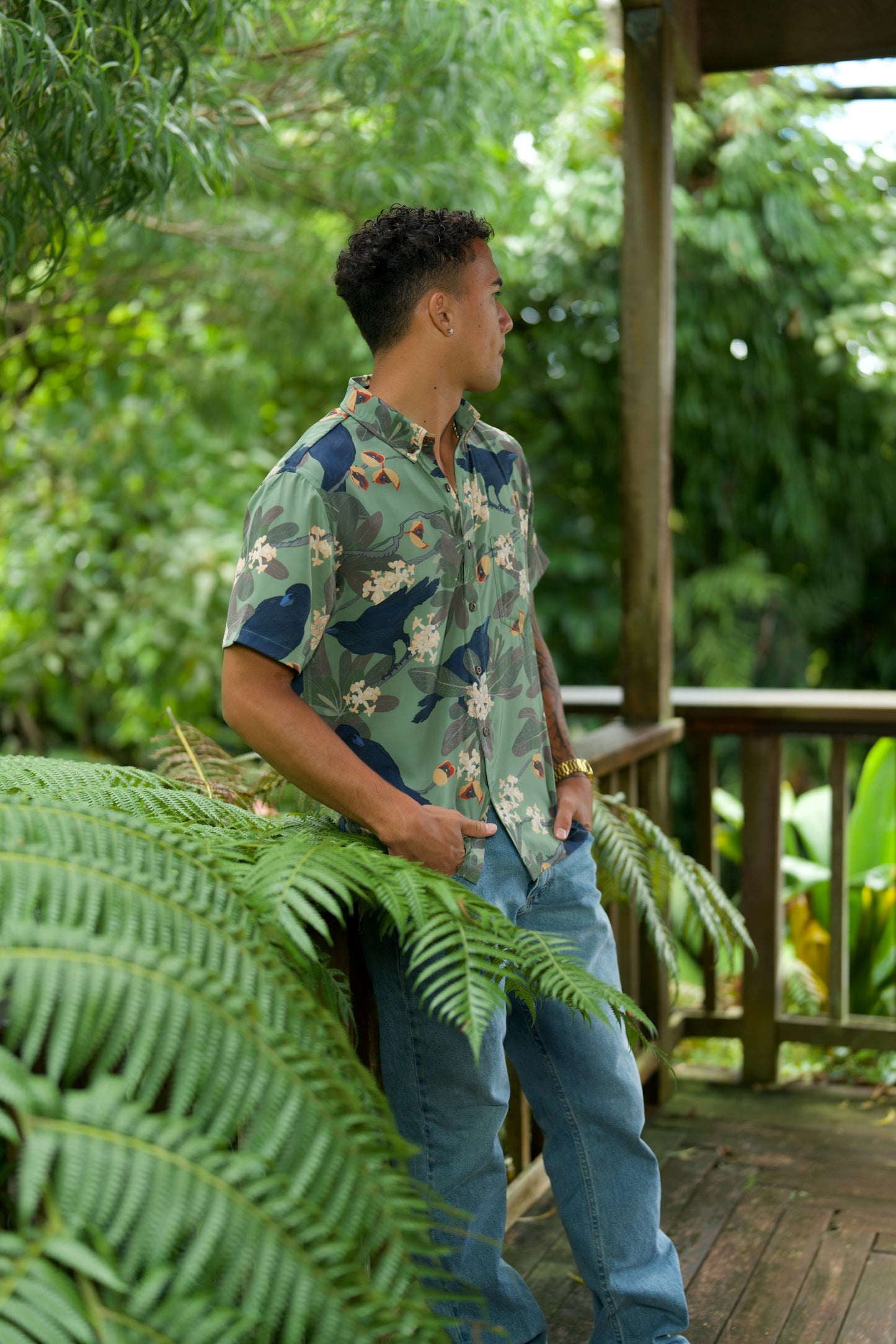 Hō‘awa & The ‘Alalā Sage Aloha Shirt (Iron Free)