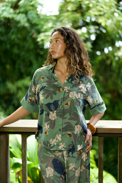 Hō‘awa & The ‘Alalā Sage Women's Kimono Sleeve Aloha Shirt