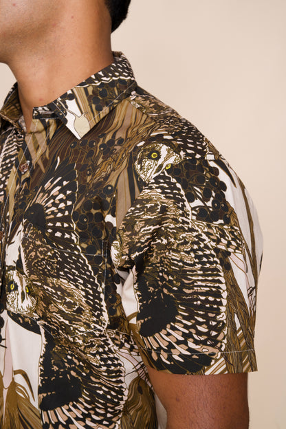 Pueo at Dusk & Loulu Tailored Aloha Shirt