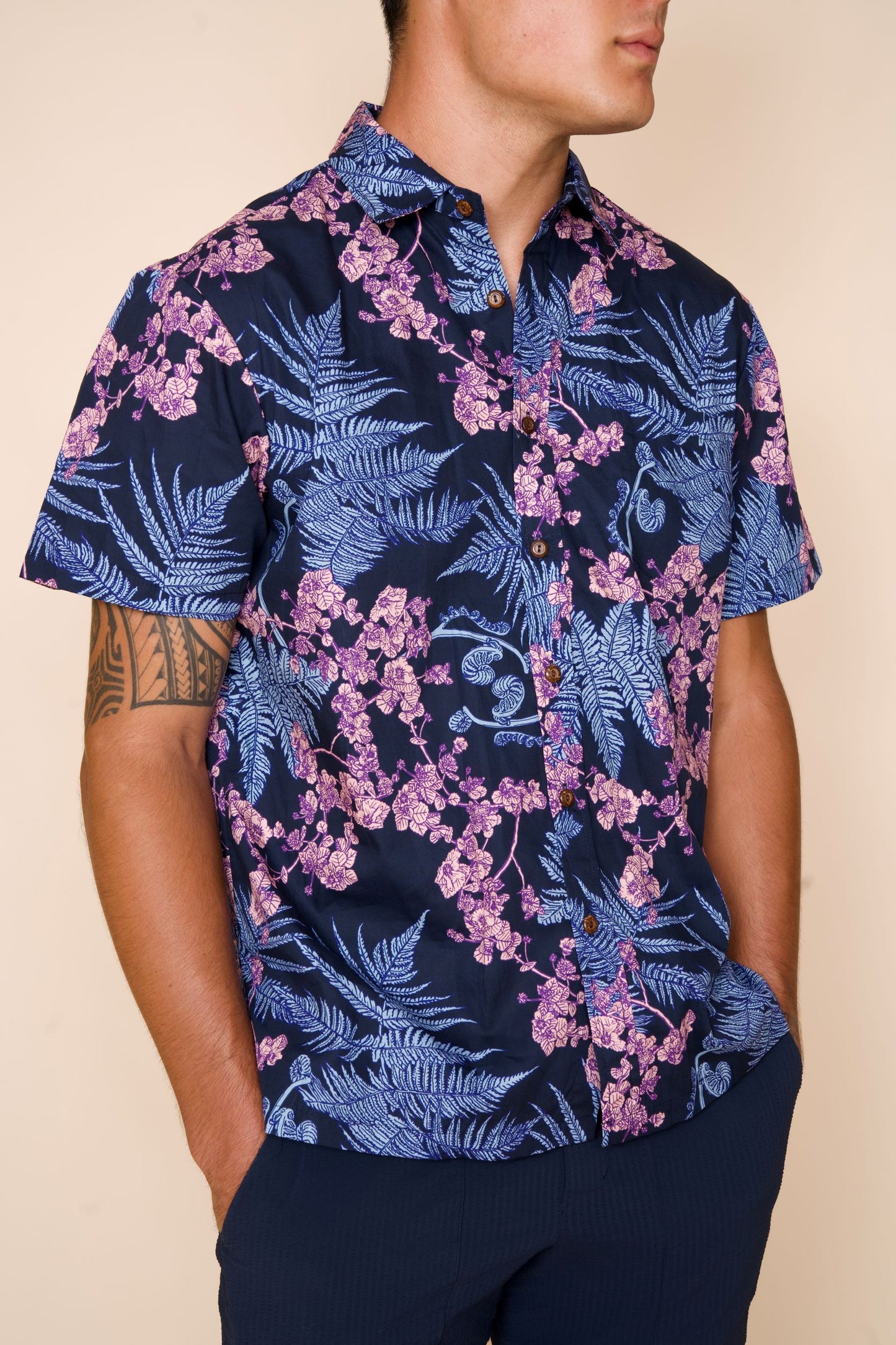 Hāpuʻu ʻIlima Blue Aloha Shirt